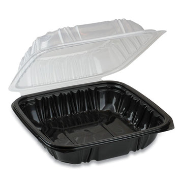 Pactiv Evergreen Earthchoice Dual Color Hinged-lid Takeout Container, 1-compartment, 28 Oz, 7.5 X 7.5 X 3, Black-clear, 150-carton freeshipping - TVN Wholesale